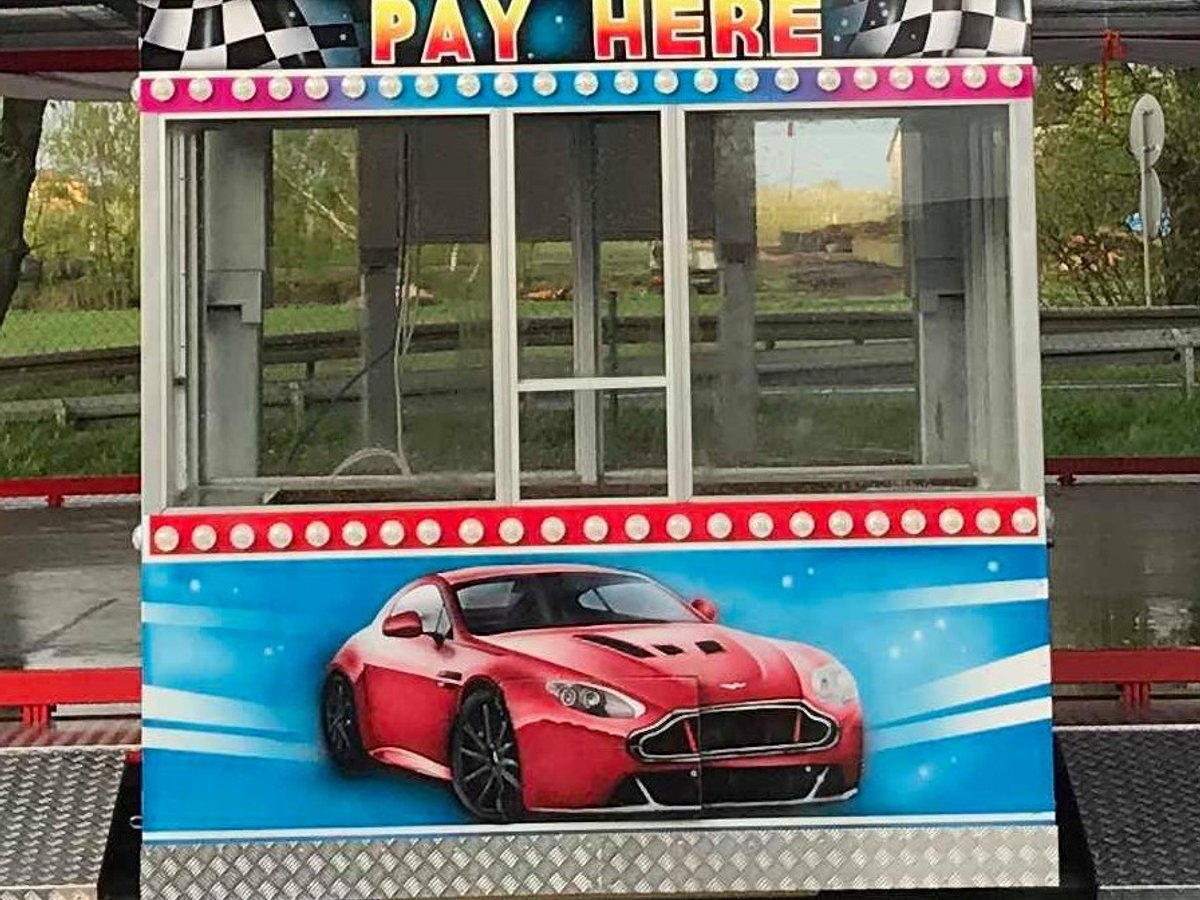 Themed paybox booth matched to the unit livery