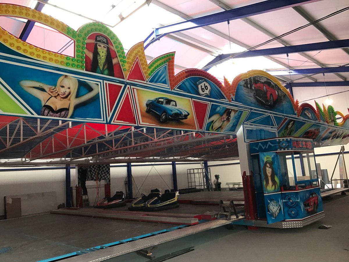 Custom-themed CBK Technik dodgem truck — bespoke airbrushed facade