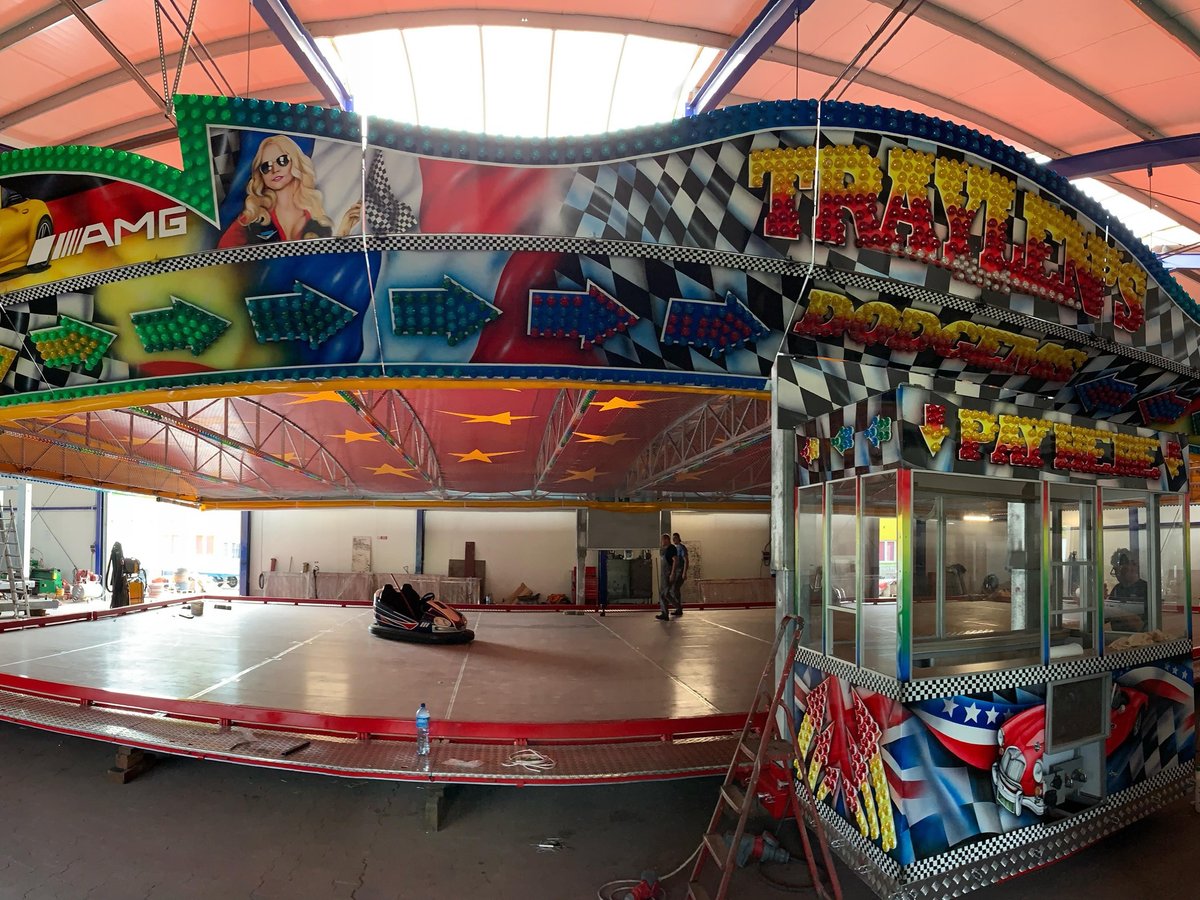 CBK Technik dodgem track deployed at a travelling funfair in the United Kingdom